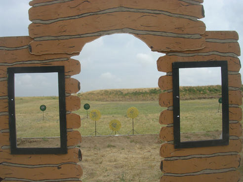 straw colored targets on straw colored background.